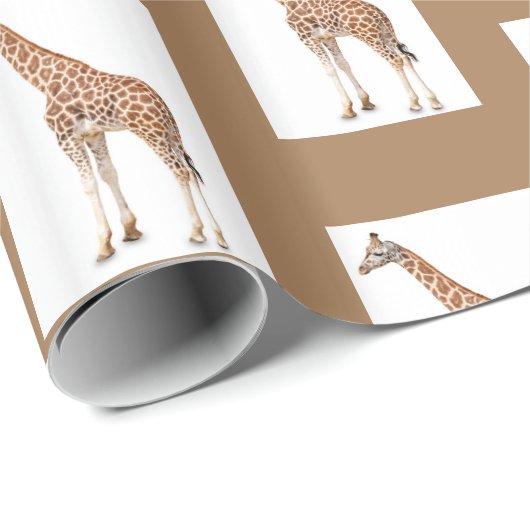 Giraffe bruin en wit glanzend omslagpapier cadeaupapier (Rol Hoek)