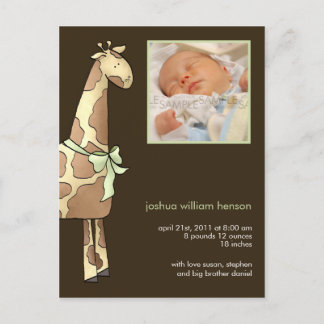 Giraffe Bruin/Groen · Geboorteaankondiging Aankondigingskaart