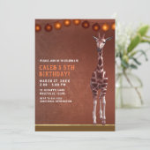Giraffe bruin Sinaasappel verjaardagsfeest Kaart (Staand voorkant)