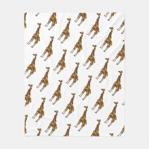 Giraffe Bruine en Gele Silhouet Fleece Deken