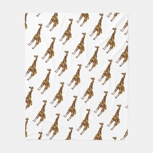 Giraffe Bruine en Gele Silhouet Fleece Deken (Voorkant)