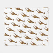 Giraffe Bruine en Gele Silhouet Fleece Deken (Voorkant (Horizontaal))