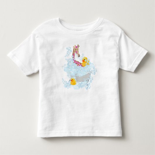 Giraffe, bubbelbad en rubberen eendjes kinder shirts (Voorkant)