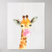 Giraffe Bubble Safari Oerwoud Nursery Art Print (Voorkant)