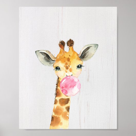Giraffe Bubble Safari Oerwoud Nursery Art Print (Voorkant)