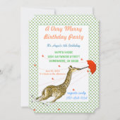 Giraffe Butterfly Birthday Party Invitation Kaart (Voorkant)
