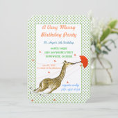 Giraffe Butterfly Birthday Party Invitation Kaart (Staand voorkant)