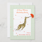 Giraffe Butterfly Birthday Party Invitation Kaart (Achterkant)