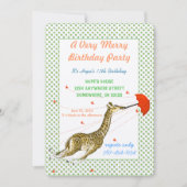Giraffe Butterfly Birthday Party Invitation Kaart (Voorkant)