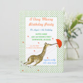 Giraffe Butterfly Birthday Party Invitation Kaart (Staand voorkant)