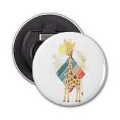 Giraffe Button Fles Opener met magneet (Voorkant)