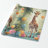 Giraffe & Cadeaus in het Oerwoud | Inpakpapier (Uitgerold)