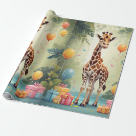 Giraffe & Cadeaus in het Oerwoud | Inpakpapier