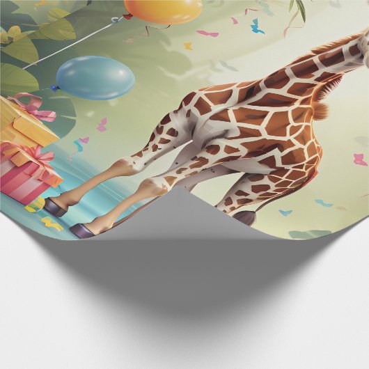 Giraffe & Cadeaus in het Oerwoud | Inpakpapier (Hoek)