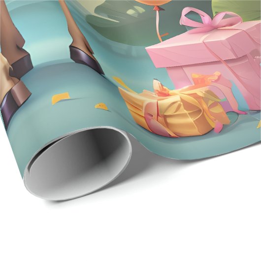 Giraffe & Cadeaus in het Oerwoud | Inpakpapier (Rol Hoek)