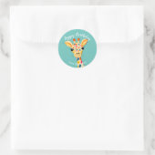 giraffe - cadeautje voor blije verjaardag van bouq ronde sticker (Tas)