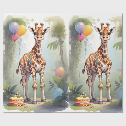 Giraffe & Cake in het Oerwoud | Inpakpapier (Vlak)