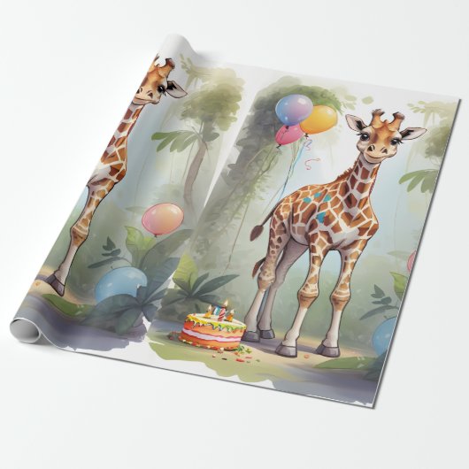 Giraffe & Cake in het Oerwoud | Inpakpapier (Uitgerold)
