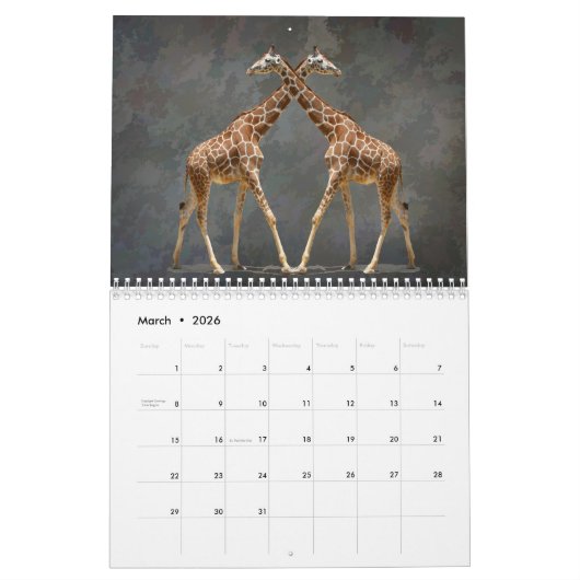 Giraffe CALENDAR Kalender (Mar 2026)