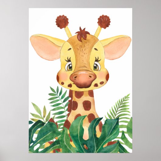Giraffe Calf, Baby Oerwouden, Safari Animal Poster (Voorkant)