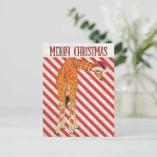Giraffe Candy Cane Briefkaart (Staand voorkant)