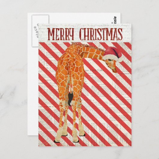 Giraffe Candy Cane Briefkaart (Voorkant / Achterkant)