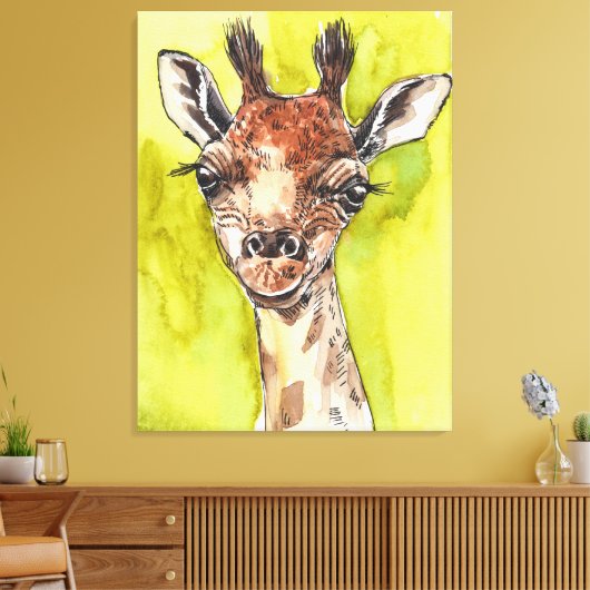Giraffe Canvas Afdruk (Insitu (Woonkamer))