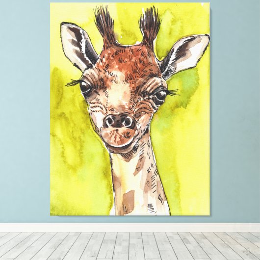 Giraffe Canvas Afdruk (Insitu (Houten vloer))