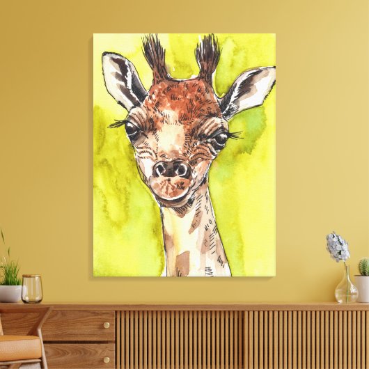 Giraffe Canvas Afdruk (Insitu (Woonkamer))