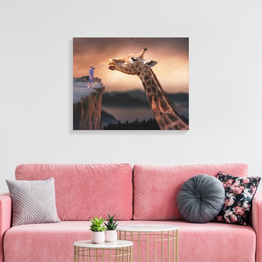 Giraffe Canvas Afdruk (Insitu (Woonkamer))