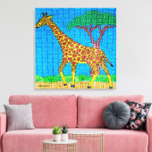 Giraffe - Canvasprint Canvas Afdruk (Insitu (Woonkamer))