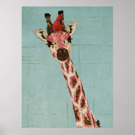 GIRAFFE & CARDINAL POSTER