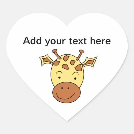 Giraffe Cartoon. Hart Sticker (Voorkant)