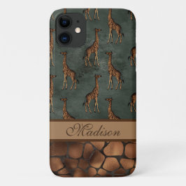 Giraffe Chic Script Naam Stijlvol Trendy Safari Case-Mate iPhone Case