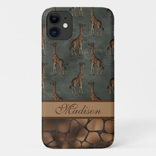 Giraffe Chic Script Naam Stijlvol Trendy Safari Case-Mate iPhone Case (Achterkant)