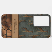 Giraffe Chic Script Name Stylish Trendy Safari Samsung Galaxy Hoesje (Linkerkant)
