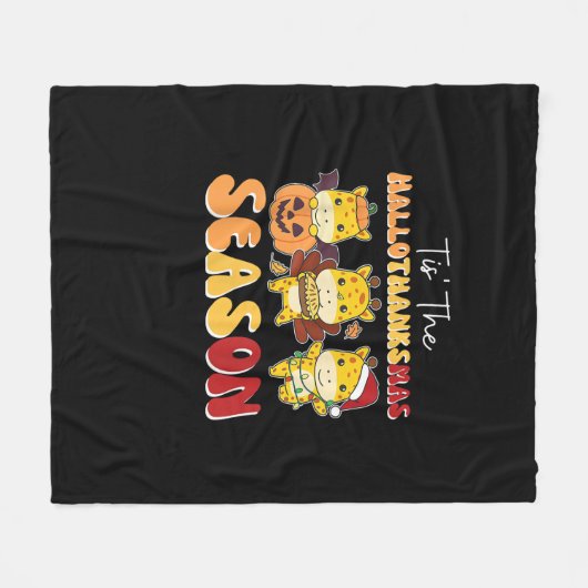Giraffe Christmas Halloween Tis The Hallothanksmas Fleece Deken (Voorkant (Horizontaal))