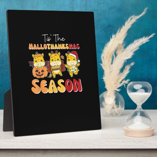 Giraffe Christmas Halloween Tis The Hallothanksmas Fotoplaat (Zijkant)