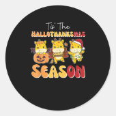 Giraffe Christmas Halloween Tis The Hallothanksmas Ronde Sticker (Voorkant)