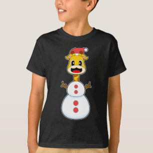 Giraffe Christmas Snowman T-shirt