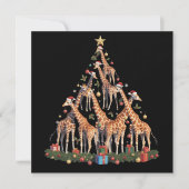 Giraffe Christmas Tree Santa African Wildlife Farm Feestdagenkaart (Voorkant)