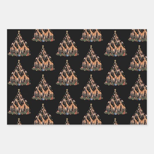 Giraffe Christmas Tree Santa African Wildlife Farm Inpakpapier Vel (Voorkant)