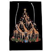 Giraffe Christmas Tree Santa African Wildlife Farm Medium Cadeauzakje (Voorkant)