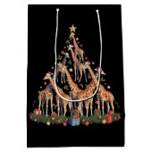 Giraffe Christmas Tree Santa African Wildlife Farm Medium Cadeauzakje (Achterkant)
