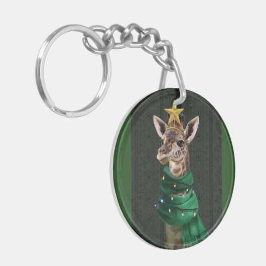 Giraffe Christmas Tree Sleutelhanger (Voorkant Links)