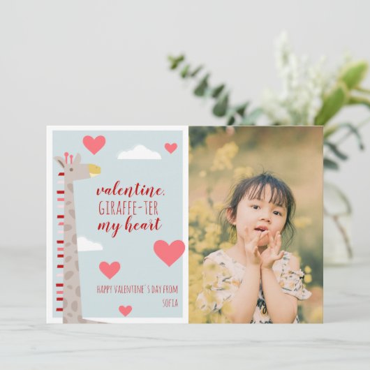Giraffe Classroom Valentijn Foto Kaart (Staand voorkant)
