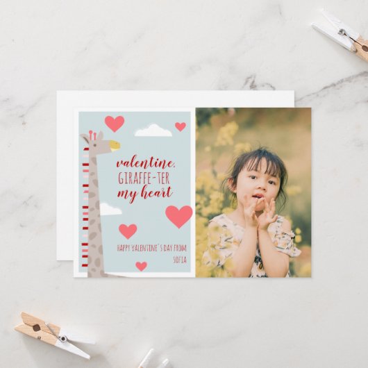 Giraffe Classroom Valentijn Foto Kaart (Voorkant / Achterkant in situ)