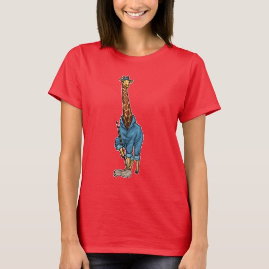 Giraffe Cleaner Mop T-shirt (Voorkant)