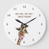 Giraffe Clock Funny Gift - Custom Text Grote Klok (Voorkant)