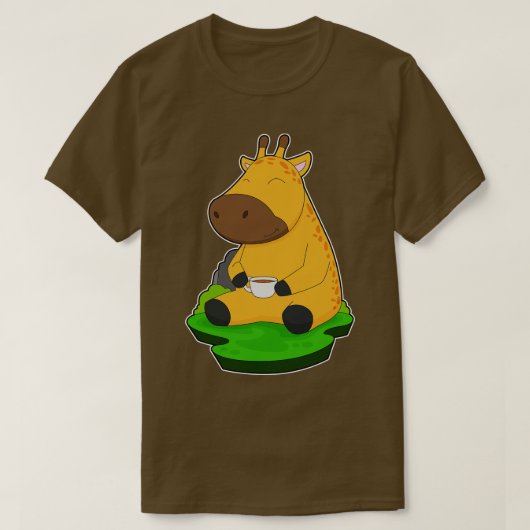 Giraffe Coffee Cup T-shirt (Design voorkant)